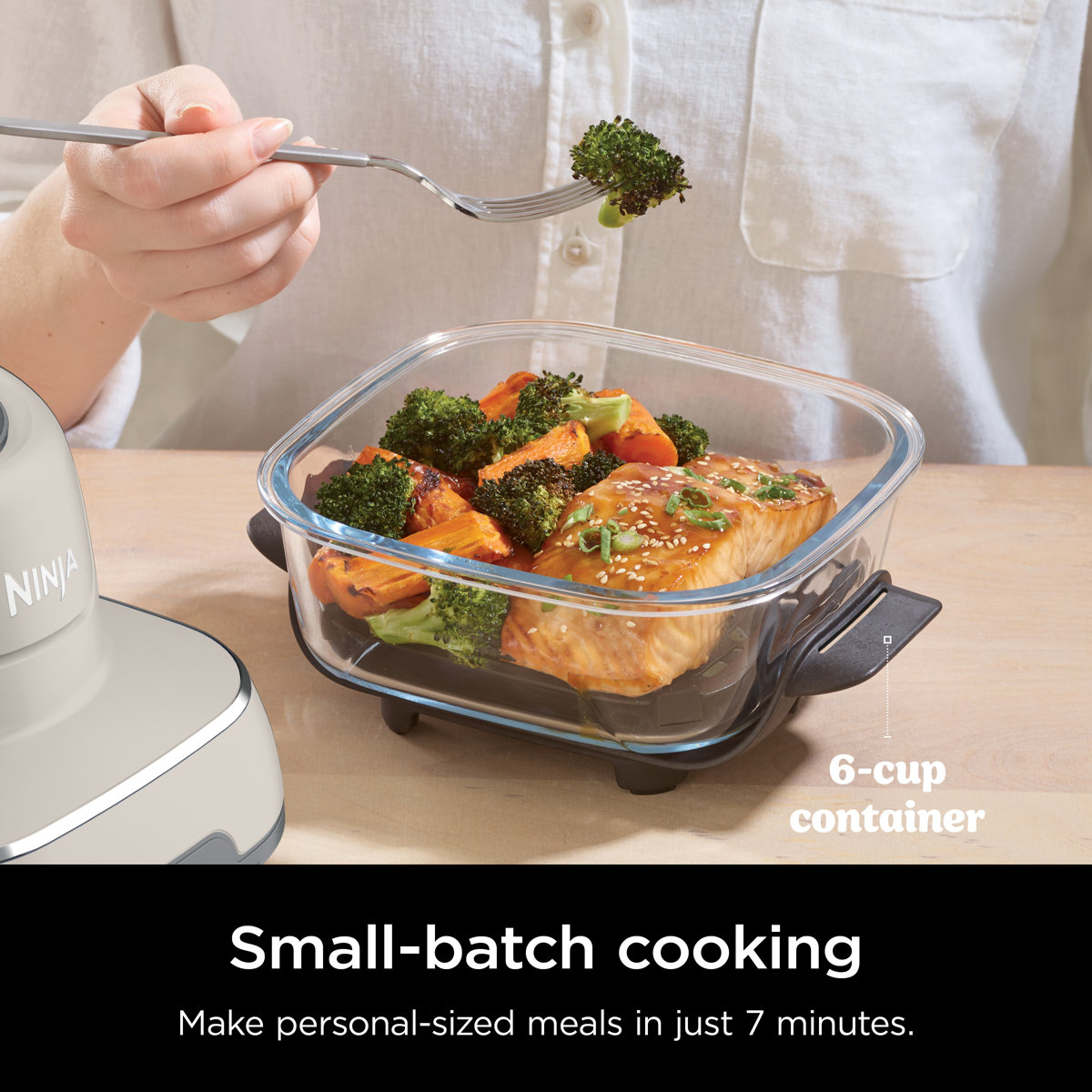 Ninja Crispi 4-in-1 Portable Glass Air Fryer Cooking System, 4 QT & 6 Cup Glass Containers with Storage Lids, Easy Meals, Microwave, Freezer & Dishwasher Safe, Air Fry, Bake, & More